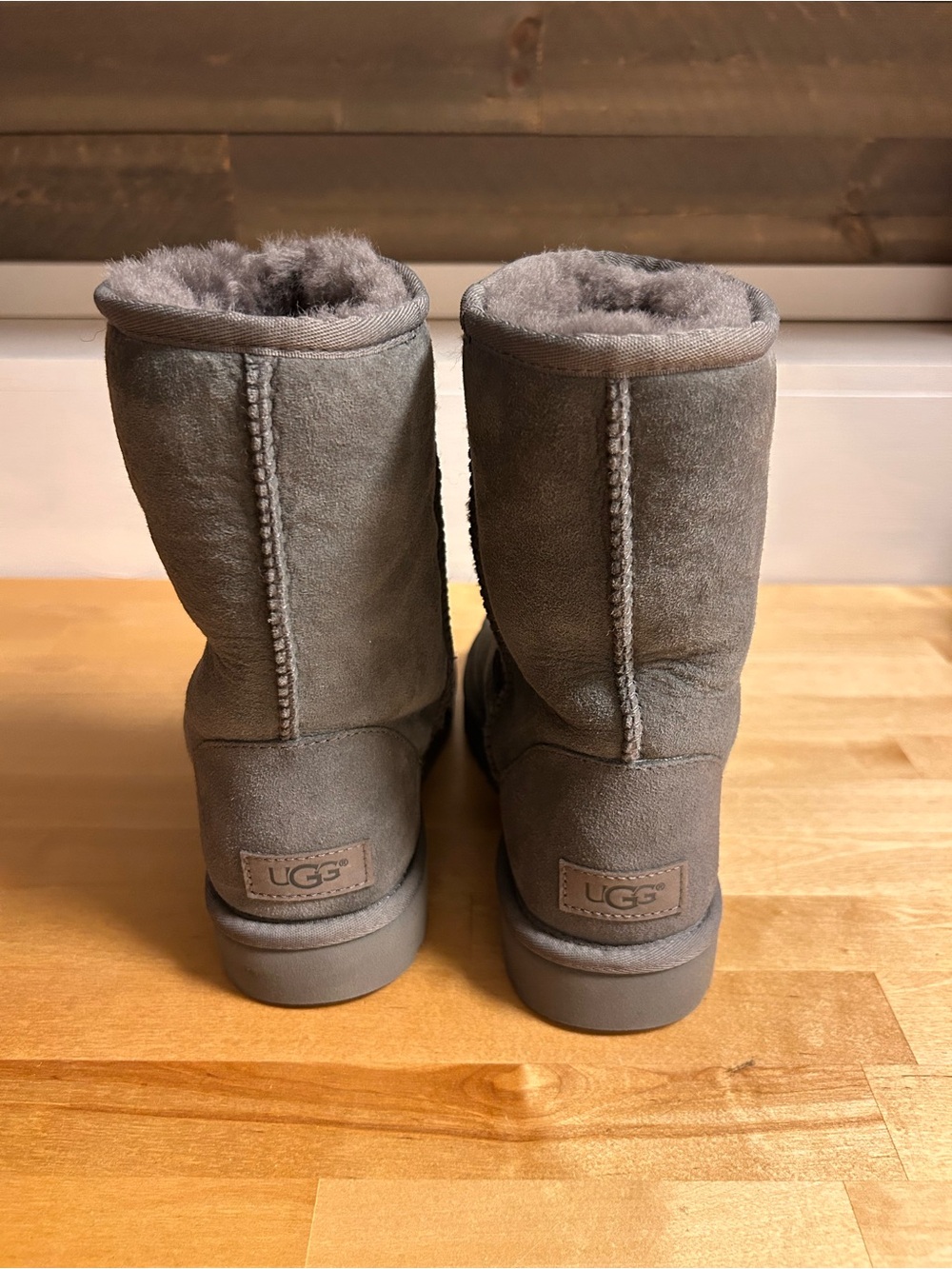 UGG Classic Short Suede Shearling Boots - Gray - Picture 3 of 4